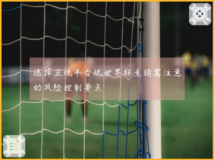 选择正规平台玩世界杯竞猜需注意的风险控制要点